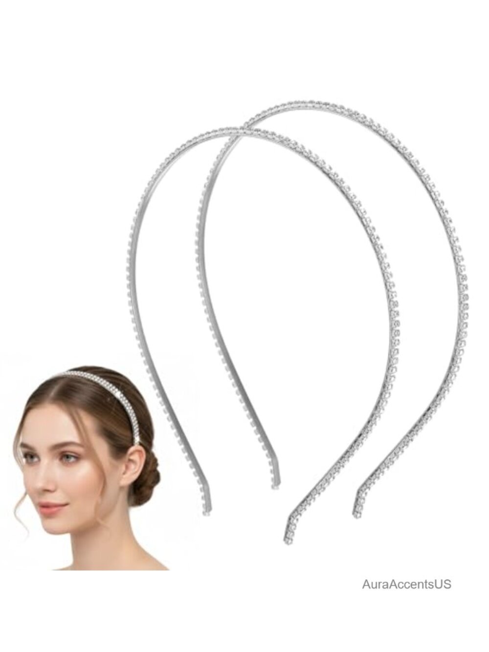 Rhinestone Headbands for Women Thin Crystal Hairband Set Wedding Party